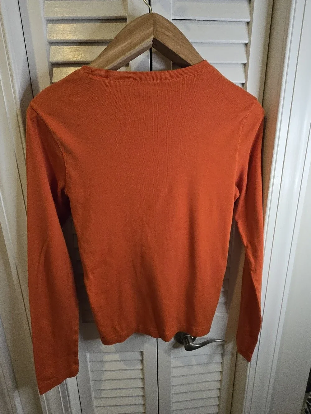 Vintage Ralph Lauren Sport Orange Ribbed Long Sleeve Shirt Blue Pony XL